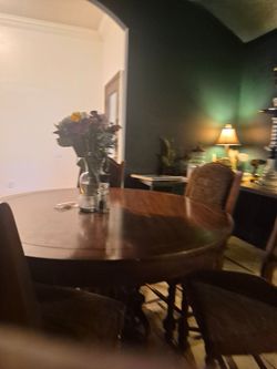 Solid wood round table and 4 chairs