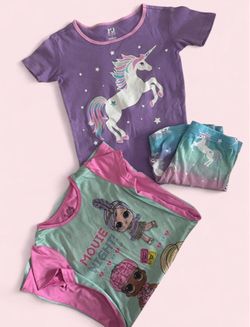 Girls Size 8 LOL Surprise & Unicorn Pajama Set Bundle 2 Sets