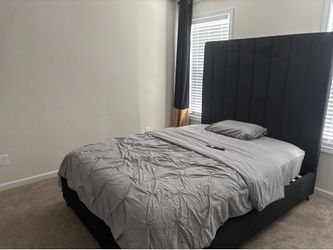Black Queen Upholstered Bed