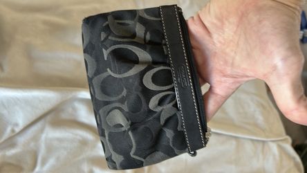 Black Coach canvas and leather blue lining