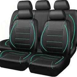 Universal FIT Piping Leather Car Seat Cover, for suvs,Van,Trucks,Airbag Compatible,Inside Zipper Design and Reserved Opening Holes (Full Set, Black an