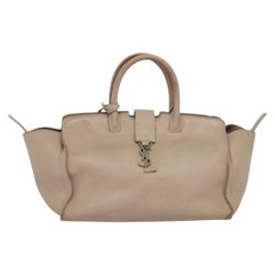 SAINT LAURENT Downtown Cavas Hand Bag Leather Pink Gold