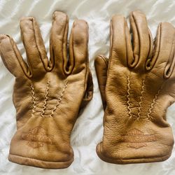 Genuine Harley Davidson Leather Gloves, Tan, Size L