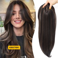 18" Skunk Brown Straight Hair Topper for Women Daily Party #43E677091