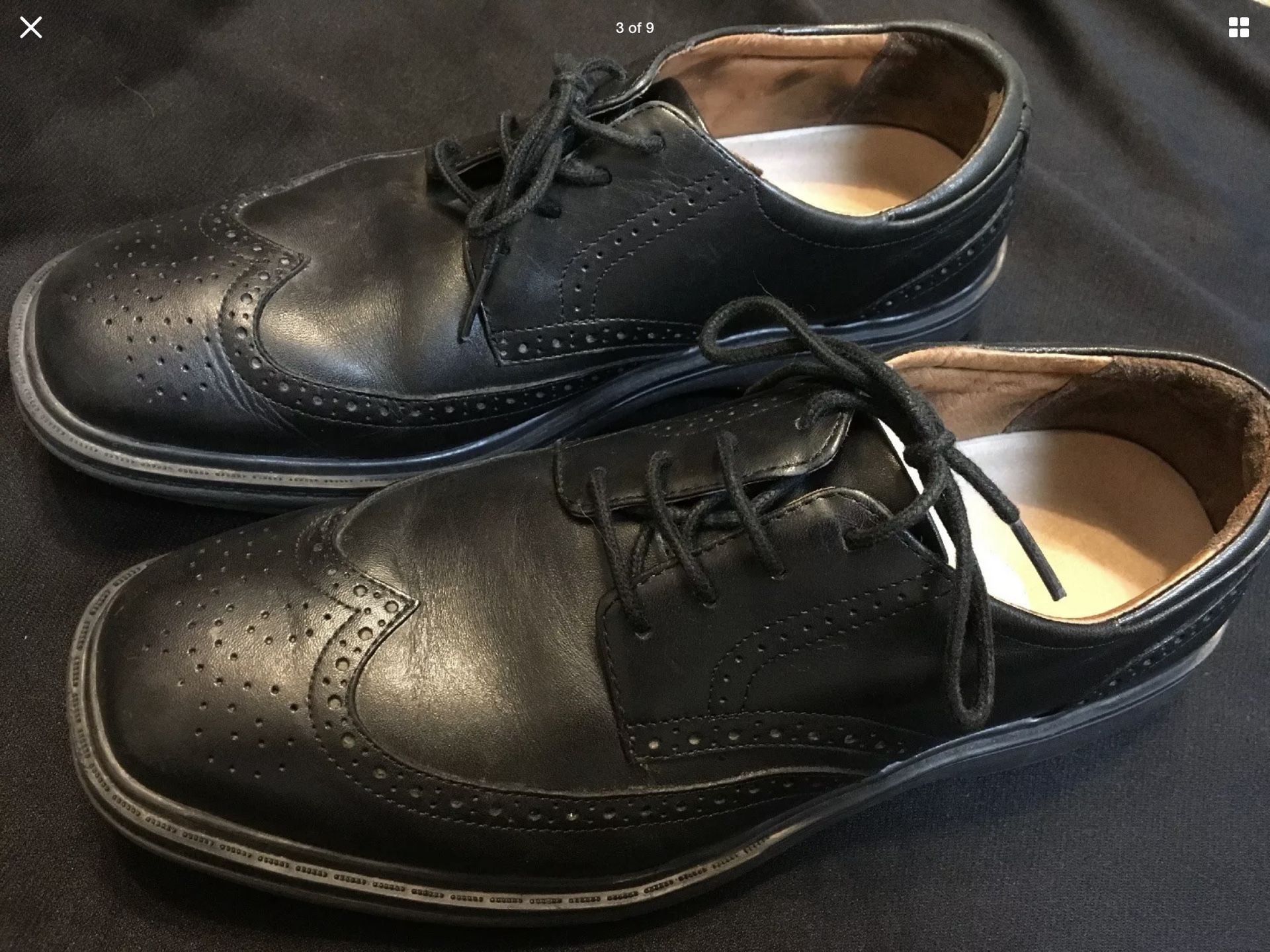 Dr. Comfort "Wing" Black Leather Wide Width Oxford Men’s Shoes US 9 W / UK 8.5 W