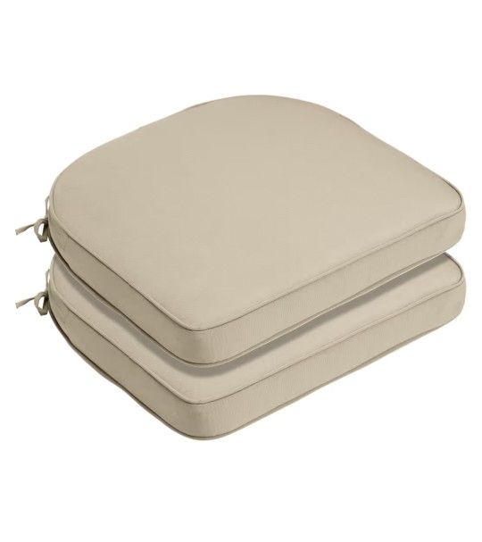 Outdoor Chair 21x21 Cushions Set, Waterproof & Fade Resistant Chair Pad with Ties for Patio, Garden, Terrace, Khaki, Set of 2