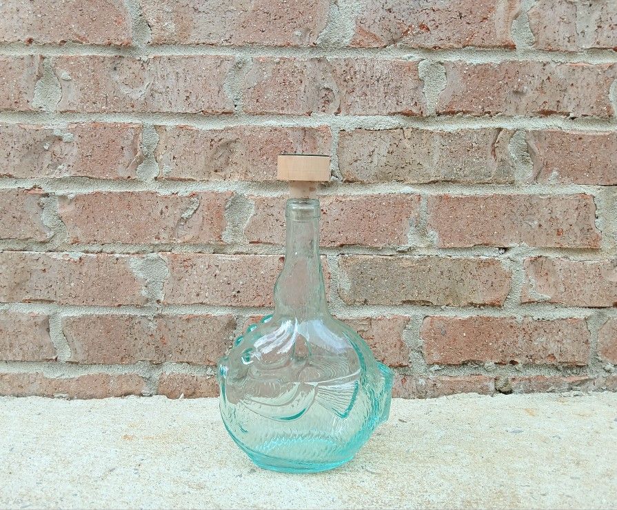 Vintage Vetreria Etrusca Blowfish Glass Bottle