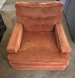 Mid century Modern Burnt Orange Velvet Chair - Comfortable & Chic
