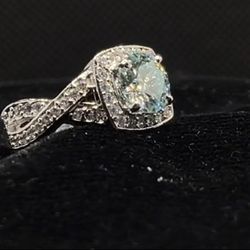 3.10 Carat Blue White Round Diamond Engagement Ring