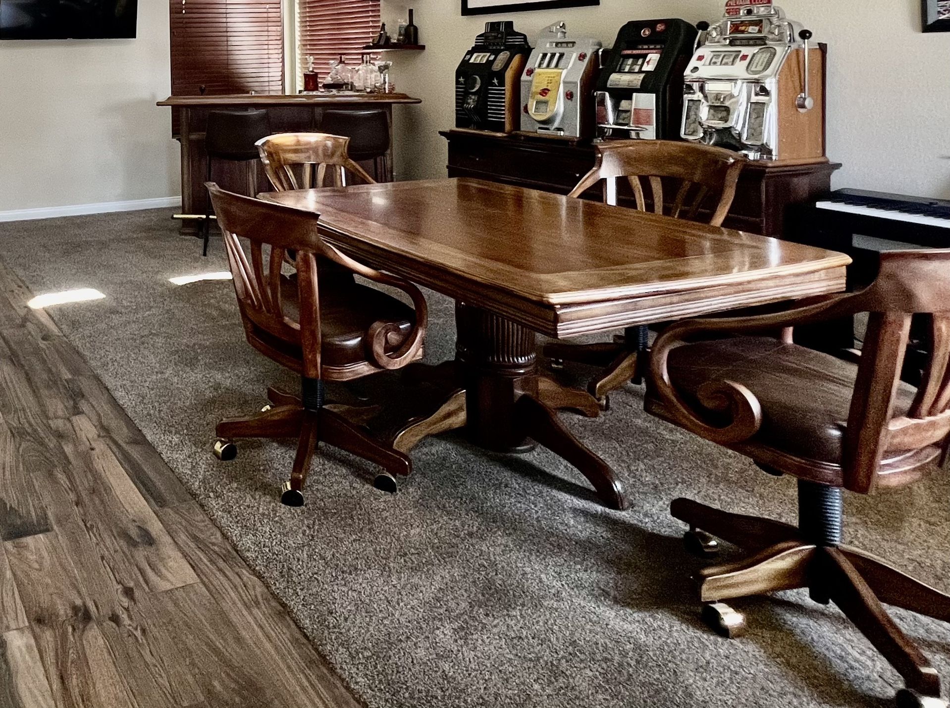 Darafeev Convertible Poker & Dining Table & 4 Swivel Tilt Chairs