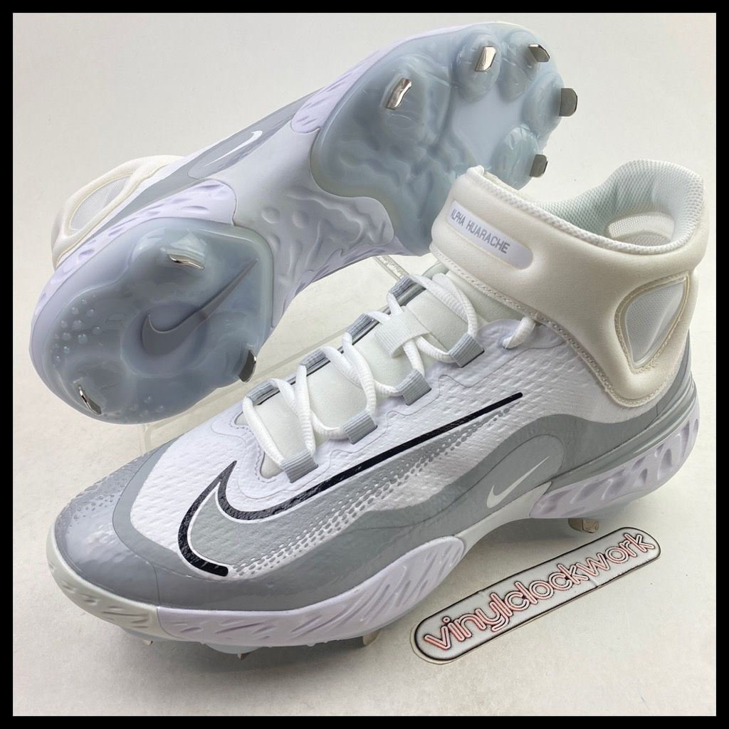 Nike Alpha Huarache Elite 4 Mid Mens Size 13 Baseball Cleats White FD2744 102