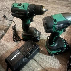 metabo hpt 18v cordless impact driver 2 drills & 2 batteries 