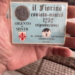 A modern copy (replica) of a silver coin (Fiorino d'Argento) from Florence.