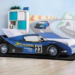 Blue Race Car Twin Bed Frame 