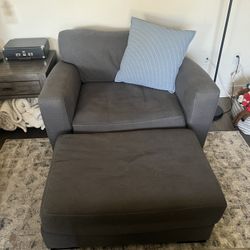 Chair With Ottoman & Pillow