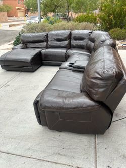 Leather sectional with 3 recliners