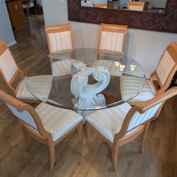 Large Glass Dining Table with 6 Chairs