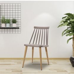 Modern Windsor Spindle Dining Chair, Grey w/ Wood Legs - New