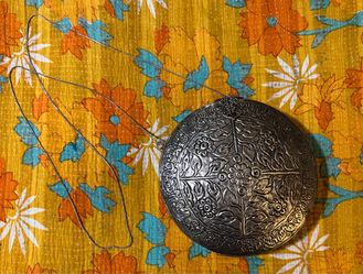 Embossed Metal Round Crossbody Bag