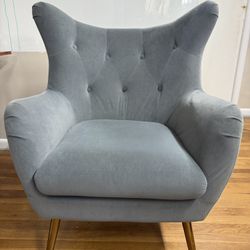 Isabelle Wingback Velvet Upholstered Armchair High Back