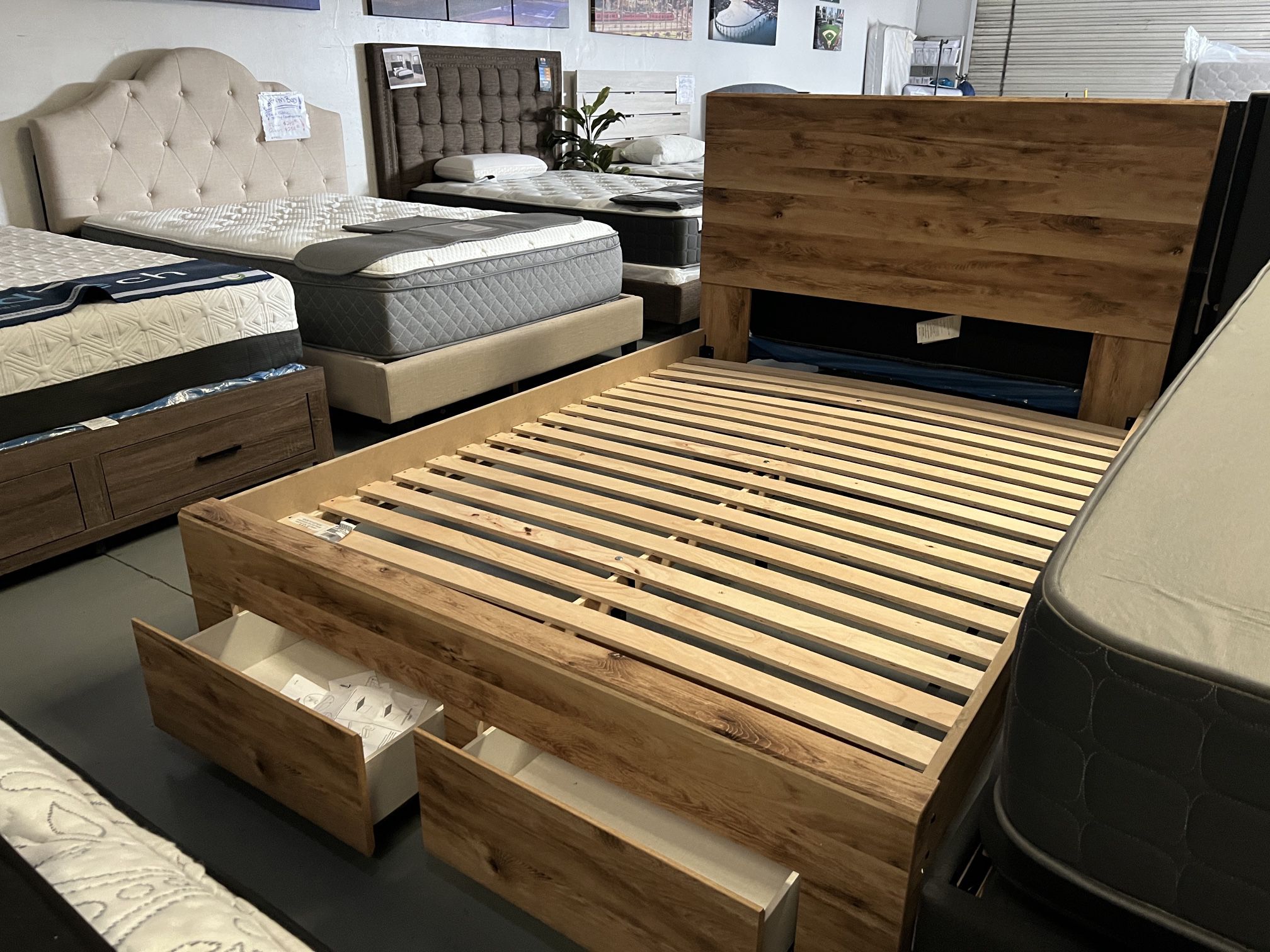 Ashley Furniture new platform bed frame with Storage Drawers! King $488 Queen $388