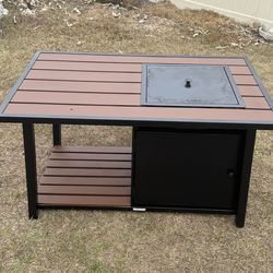 Wood Faux Fire Pit & Table H26xL46xW28