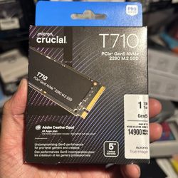 Crucial T710 PCIe Gen5 NVMe 1TB SSD, Up to 14,900 MB/s, Laptop & Desktop Compatible (PC), for Creatives and Hardcore Gamers, Solid State Drive, Includ