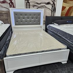 Available Brand New White Color Queen Size LED Queen Size Bed Frame Only Special