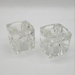 German Ice Cube Candle Holder in Glass from Peill & Putzler, 1970s