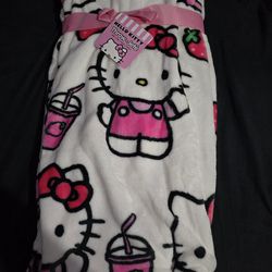 Hello Kitty Strawberry Milkshake Throw Blanket 
