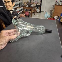 Vintage Cell Diamond Armenia Empty Glass Brandy Bottle Shaped Like A Pistol - Rare, Makes A Perfect Decanter 12.5"L X 6.25"W 