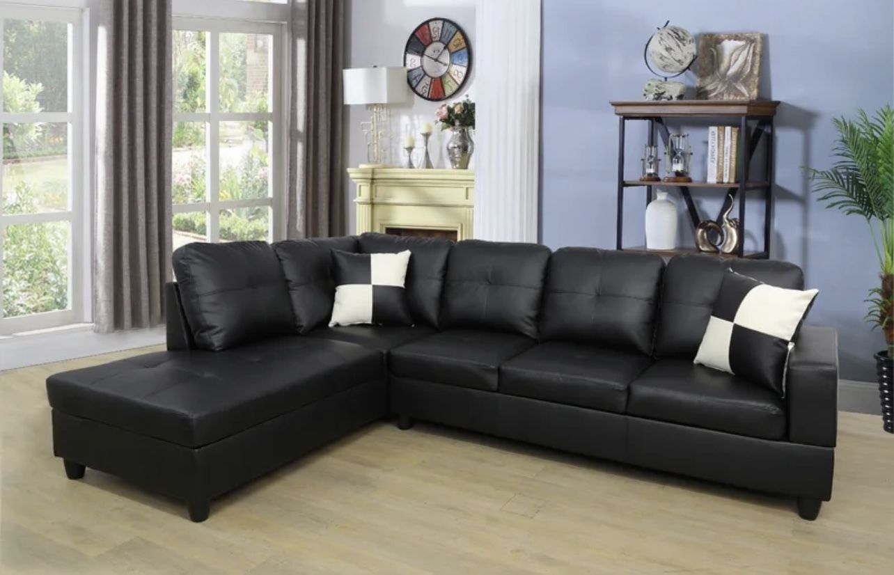 Black Sectional Couch With Ottoman