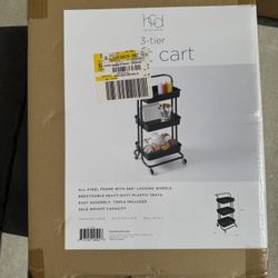 Honey Can Do, 3 Tier Rolling Craft Cart With Handle(Black)