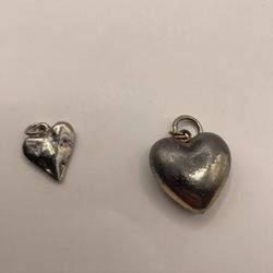 Vintage silver tone heart charms