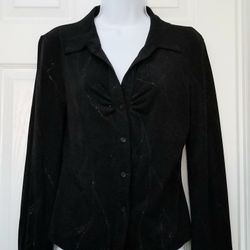 Black Sparkle Button up Blouse M