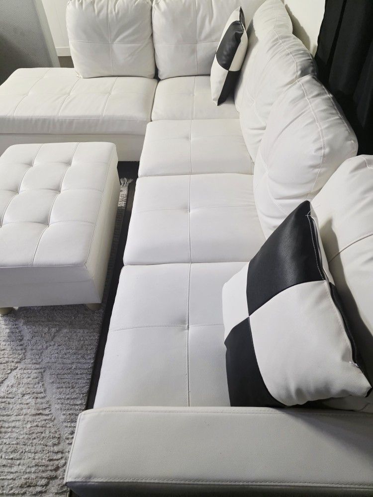 Faux Leather Sectional Couch.