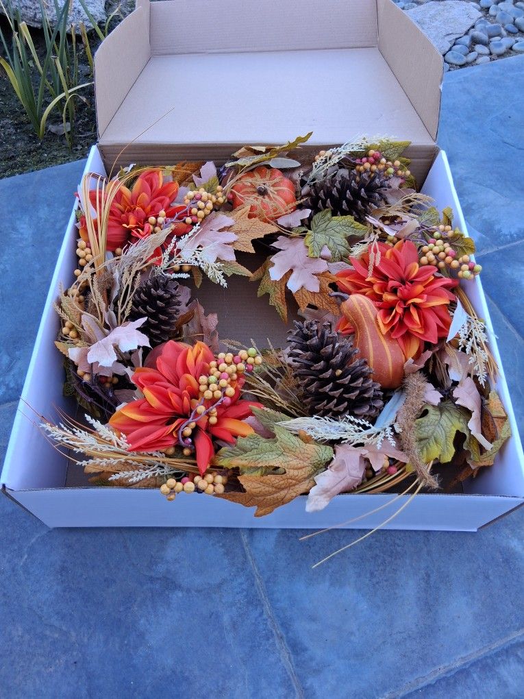 WREATH DEPOT 16" Oakwood Silk Fall Decor Door Wreath.....asking $45.00