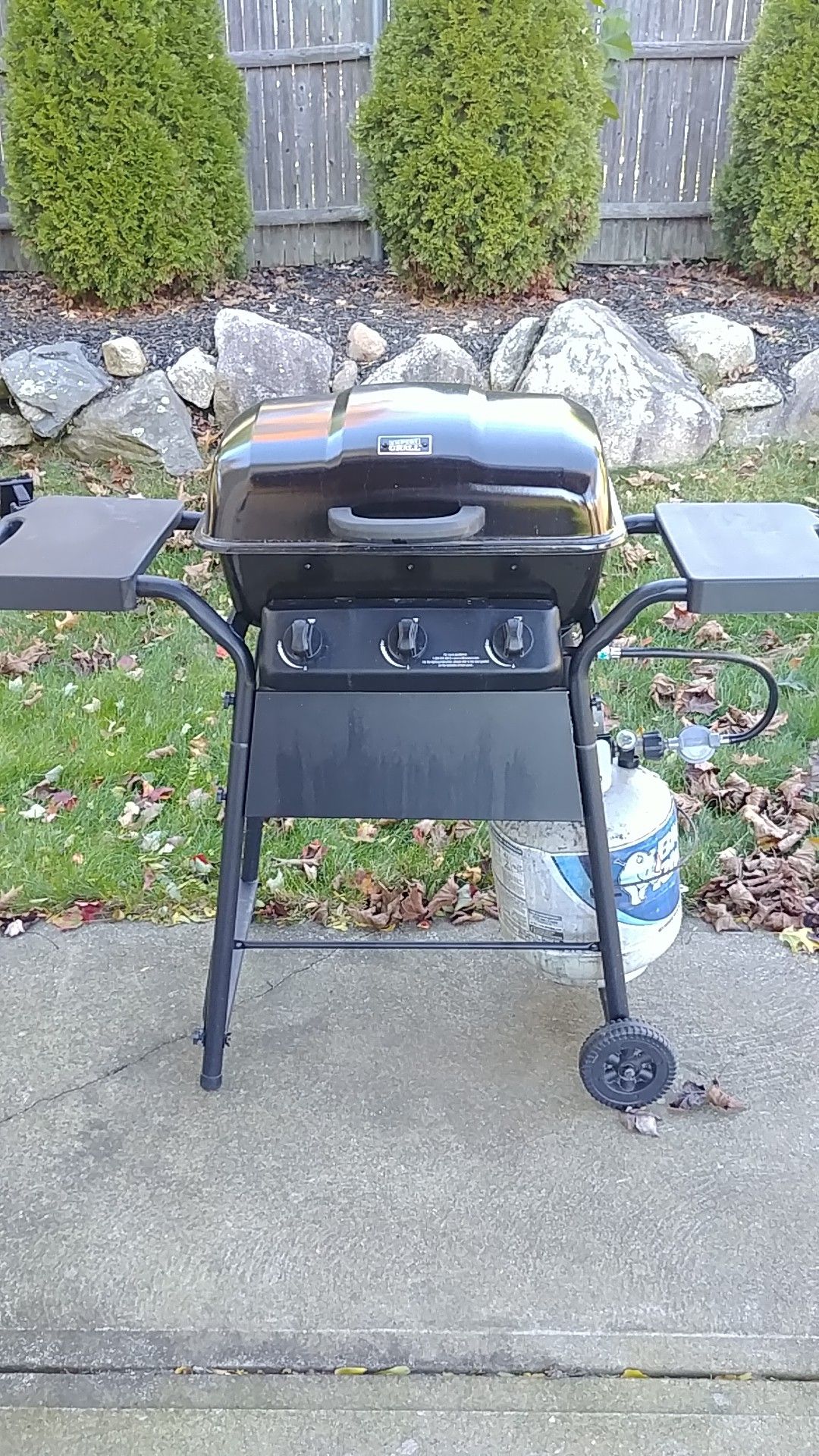 Grill with tank of gas