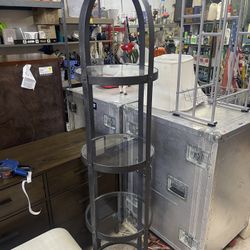 IRON AND GLASS SHELF PLANT STAND CURIO CHINA CABINET DISPLAY 