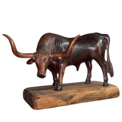 Iron Wood Long Horn Bull Carving