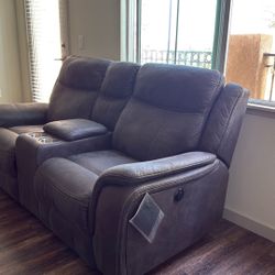 Leather Recliner Couch Set