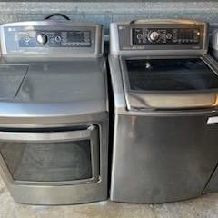 Lg Stainless  Steel Washer And Dryer Electric  Matching  Set 