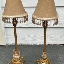 Vintage MCM Style Merit Originals Candlestick Style Table Lamp 24" Set 2  
