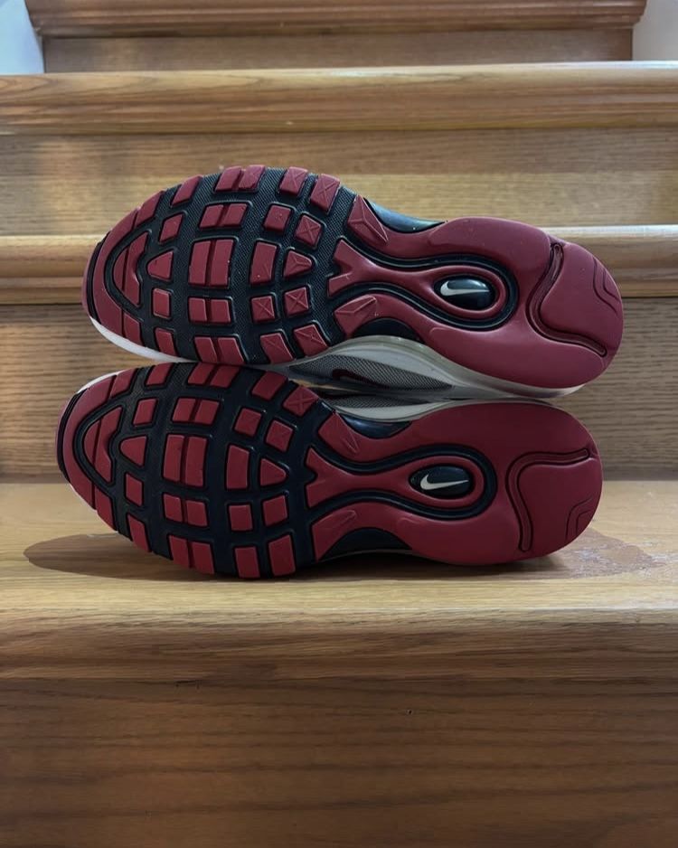 Nike Air Max 97 White Bullet Sneakers White And Red Fashion Athletic Shoes