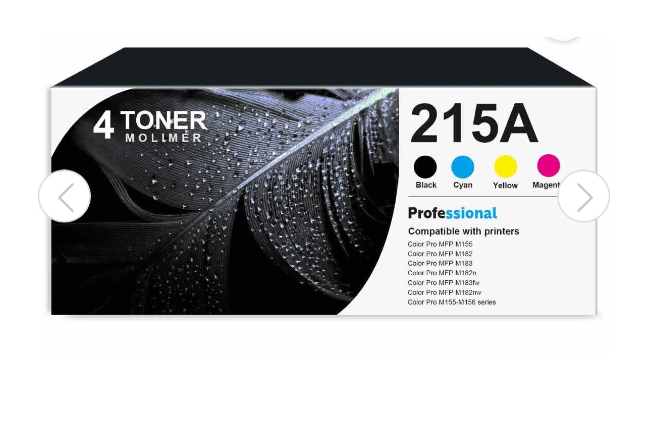 215A Toner Cartridges 4 Pack with Chip: W2310A Black, W2311A Cyan, W2312A Yellow, W2313A Magenta Replacement for HP 215A Works with Color Pro MFP M182