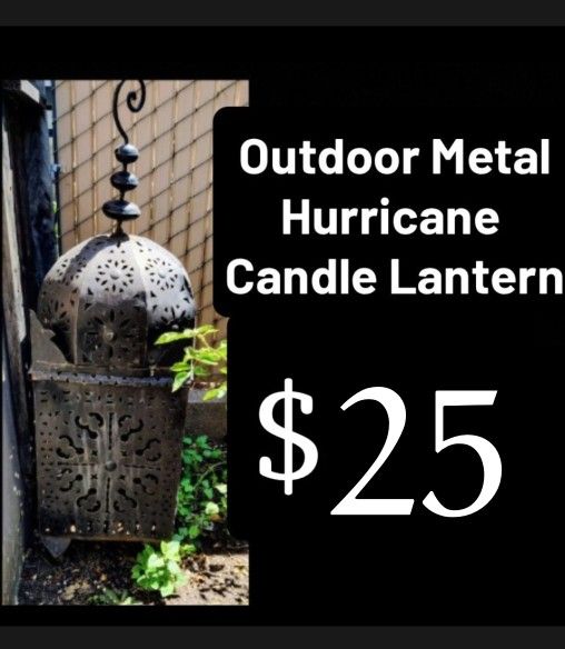 MUST SELL ASAP!!;
Large Outdoor Metal Moroccan Hurricane Candle Lantern