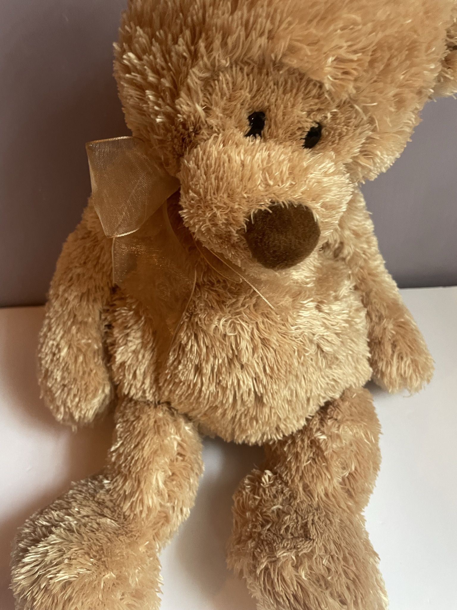 Gund BARNABUS BROWN TEDDY BEAR GOLD Big Plush 15 ” NO BOW Floppy Stuffed Animal