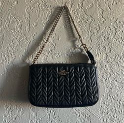 Coach Black Quilted Leather Chain Purse