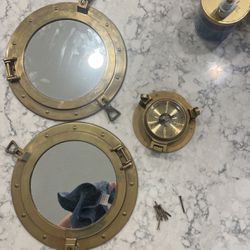 Porthole Nautical Mirrors And Rain Gauge