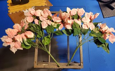 Set of 2 Poinsettia Stems Pink- Artificial Flowers
